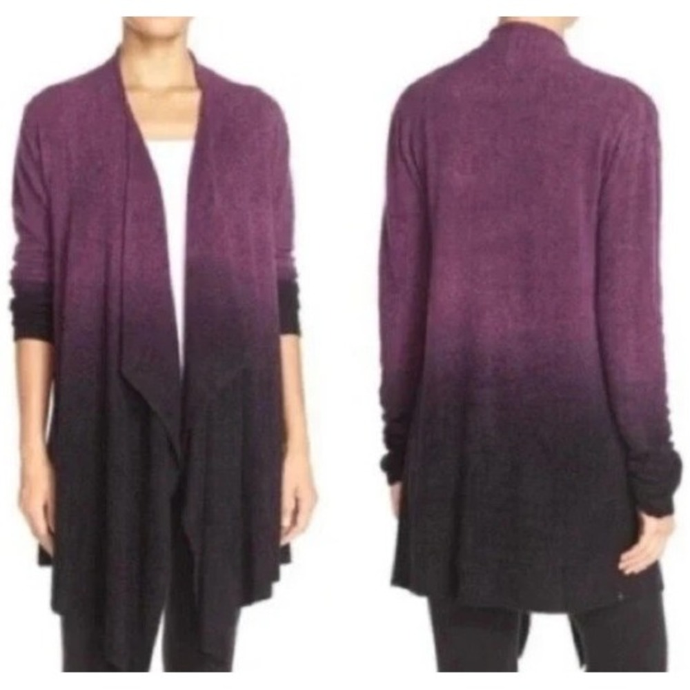 Barefoot Dreams Chic Lite Bamboo Knit Drap Cardigan L/XL Calypso Ombre Purple